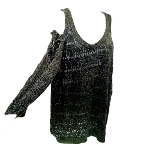 torrid Sweaters - Torrid Gray Ladder Pointelle Knit Sweater Women's 3X. 3/4 Sleeves Scoop Neckline